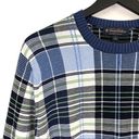 Brooks Brothers  Supima Cotton Plaid Crewneck Sweater Blue White Green L Photo 2