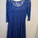 Lace Skater Dress Blue Illusion Neckline Size L Photo 5