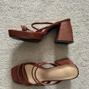 SheIn Strappy Brown Leather Crocodile Chunk Heel Photo 1