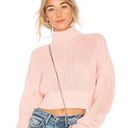 Lovers + Friends  Mockneck Cropped Loose Knit Pink Long Sleeve Wool Blend Sweater Photo 0