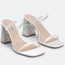 Miu Miu  NIB Calzature Donna White Glitter Block Heel Sandals Size EU 39.5/US 9.5 Photo 0