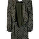 Fame and Partners  Green Black Polka Dot Puff Sleeve Mini Dress Open Back 2 NWT Photo 3