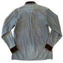 British Khaki Vintage Women’s Denim Velour Trim Button Down Shirt Size 6 Photo 5