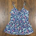 LC Lauren Conrad Lauren Conrad blue floral/bird print peplum tank Photo 0