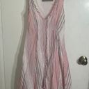 Olivaceous Two Layer Pinstriped Dress Photo 14