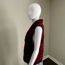 Woolrich Vintage  Red + Black Winter Print Fleece Vest Toggle Closure Photo 5