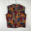 Coldwater Creek Needlepoint Colorful Art Deco Vintage Sleeveless Full Zip Vest M Photo 3