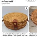 HANDCRAFTED IN VIETNAM WOVEN RATTAN GENUINE LEATHER CIRCLE PATTERN CROSSBODY BAG Photo 1