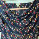 Anthropologie  Odille Salix Silk Petal Floral Cowl Drape Neck Blouse | Navy | S Photo 4