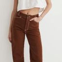 Madewell  Emmett Wide Leg Brown Contrast Stitch Petite 26 Small High Rise Pant Photo 0