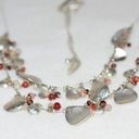 Coldwater Creek  Silver Tone Dangle/Red Bead Wire Lobster Claw Clasp Bib Necklace Photo 2