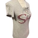 Adam Levine  Women's Lace Up Stoked Gray Maroon T-Shirt Small Photo 2