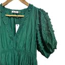 The Moon Day +  emerald green ruffle puff sleeve satin mini dress Small NEW Photo 2