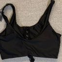 Zaful Bikini Swimsuit Top Women Sz L (8) Black Cropped Tank Top Snap Detail NWT Photo 1