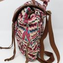 American Eagle  Woven Aztec Backpack Leather Trim Photo 4