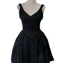 Jessica McClintock Gunne Sax  Size 3 Black Bow Back Dress Tulle Glitter Goth Prom Photo 0