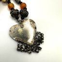 Onyx Tribal bone beaded carnelian and  heart pendant necklace Photo 12