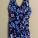 Swimsuits For All Faux Wrap Swim Dress One Piece Swimsuit Floral Size 22 NWT New Black Photo 0