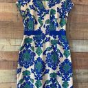 Boden USA Boden Blue Tan Tapestry Notch Neck Shift Dress Photo 3