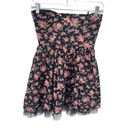 Sans Souci  Womens Floral Dress Cotton Strapless Fit & Flare Mini Black Red Photo 1