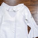 NATORIous • linen blouse ruffle popover eyelet cut out  luxury cream white Photo 9