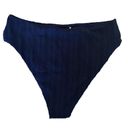 ANDIE  Swim 90s High Waisted Bikini Bottom Navy Eyelet Size Medium Photo 1