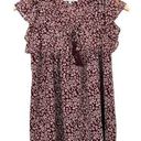 Rebecca Minkoff  Maroon Printed Ruffle Blouse Sz XS Photo 0