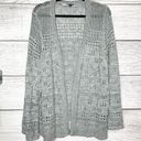 Torrid  Gray Long Sleeve Pointelle Open Knit Cardigan Sweater Size 3X 22-24 Photo 3