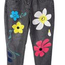 Daisy Y2K Black Denim Button Front High Rise Jeans with  Flowers Medium 28 Waist Photo 9