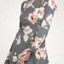 Everly  Grey Floral Long sleeve Skater Sheath Dress Crew Neck Small Photo 0