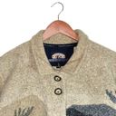 Krass&co VTG County Clothing . Tan/Black Moose & Bears Fleece Button Front Crop Jacket Photo 2