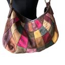 Lucky Brand  Leather and Suede Patch Work Hobo Shoulder Bag Photo 2