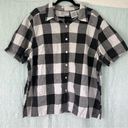 Erika  II linen cotton blend gingham black and white button up short sleeve 2X Photo 0