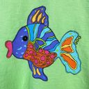 Fresh Produce Green Fish Cropped V Neck Short Sleeve T shirt Top womens One size Photo 4