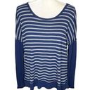 Michael Stars  Women's Striped Thermal Long Sleeve Top Navy Blue Gray One Size Photo 0