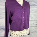 Talbots  Rib Knit Crop Button Front Cardigan Women Sp Purple Long Sleeve Cotton Photo 0