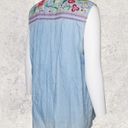 Style & Co  Macys Chambray Floral Embroidered Detail Sleeveless Button Up Top XL Photo 5