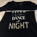 Decree  Glitter Sequined Dance All Night Sleep Shirt Womens XS Black 3/4‎ Sleeve Photo 5