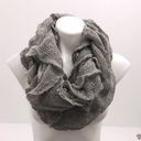 infinity Grey  Scarf Tiered Grey Knit with Gold Trim Crochet Photo 3