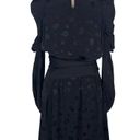 Maje  Satin Black Cold-Shoulder Ruffled Paisley-Jacquard Dress Women's Size 2 Photo 4