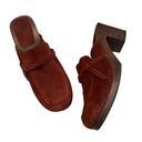 American Eagle  Vintage 90’s/Y2K Suede Wood Platform Mules Clogs Maroon Photo 0