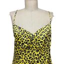 Michelle Mason  Strappy Mini Dress Neon Yellow Leopard Print Size 10 Photo 2