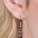 Boutique Pink Iridescent Diamond Rhinestone Silver Necklace & Earrings - Fashion Jewelry Set Photo 1