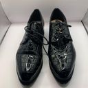 ALDO  BLACK LEATHER MOC CROC LACE UP SHOE platform WEDGE PLATFORM SZ 11 Oxford Photo 9