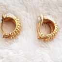 Swavorski Vintage  Gold + Crystal Huggie Earrings Photo 0