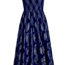 Hill House  Home Ellie Nap Dress Navy Metallic Check Size Small Discontinued Photo 6