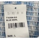 Lush Clothing NEW Lush Women's Size Large Blue Swirl Smocked Cropped Top Photo 5