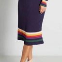 Modcloth  Spirited Spectrum Navy Knit Skirt With Rainbow Stripes Pride Office XS Photo 0