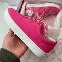 Isaac Mizrahi  Pink Sneakers Casual sz 5.5 Low-Top Lace-Up Womens Shoes Checkered Photo 3