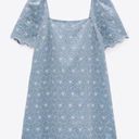 ZARA Light Blue and White Floral Eyelet Shift Mini Dress Photo 3